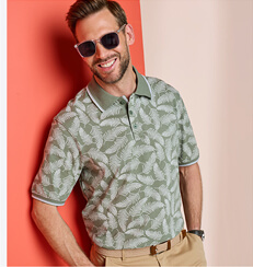 Pegasus Palm Print Polo - ML696